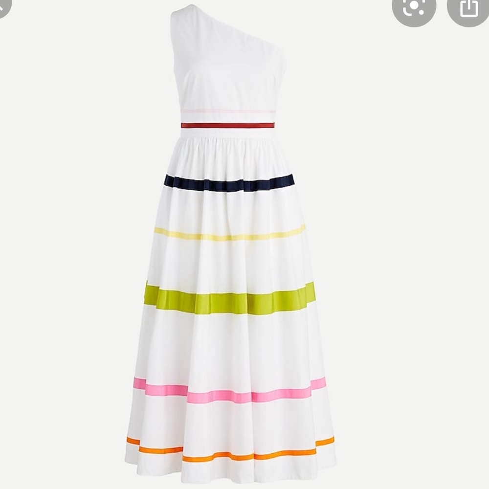 J.Crew One-Shouldered Cotton Poplin Dress - Size 8